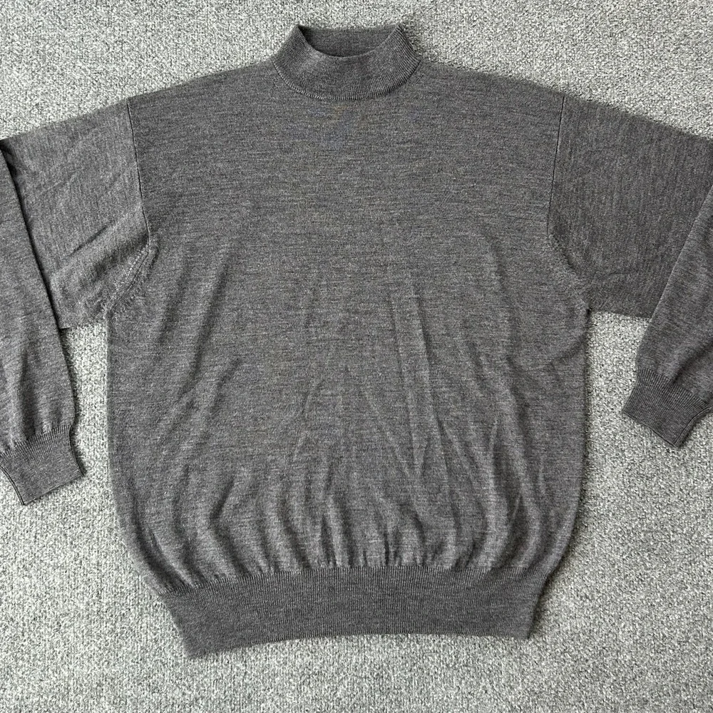 Pendleton Sweater Men Large Gray Merino Wool Mock Neck‎ Knit Hong Kong Vintage